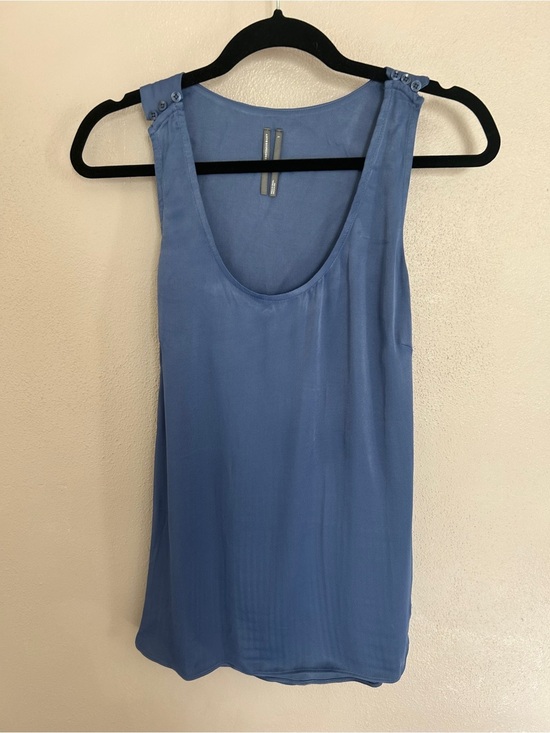 Anthropologie Tops - Anthropologie Blue Draped criss cross Tank Top Button Blouse Size L NWT